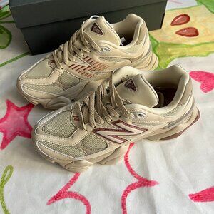 New Balance 9060 Cream Mesh Sneakers